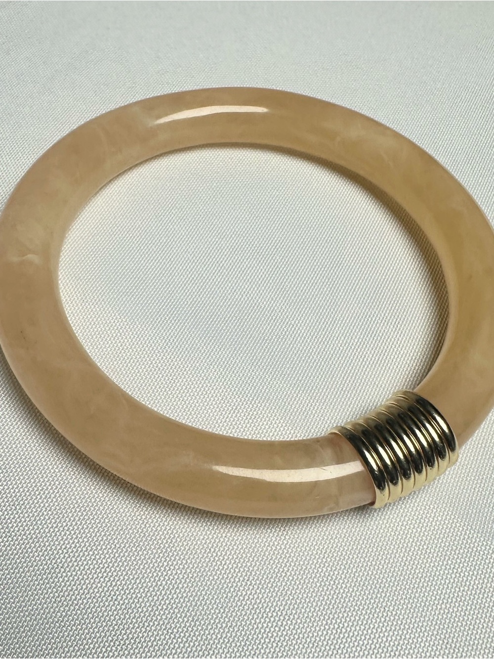 Beige Resin Bangle with Gold-Tone Accent